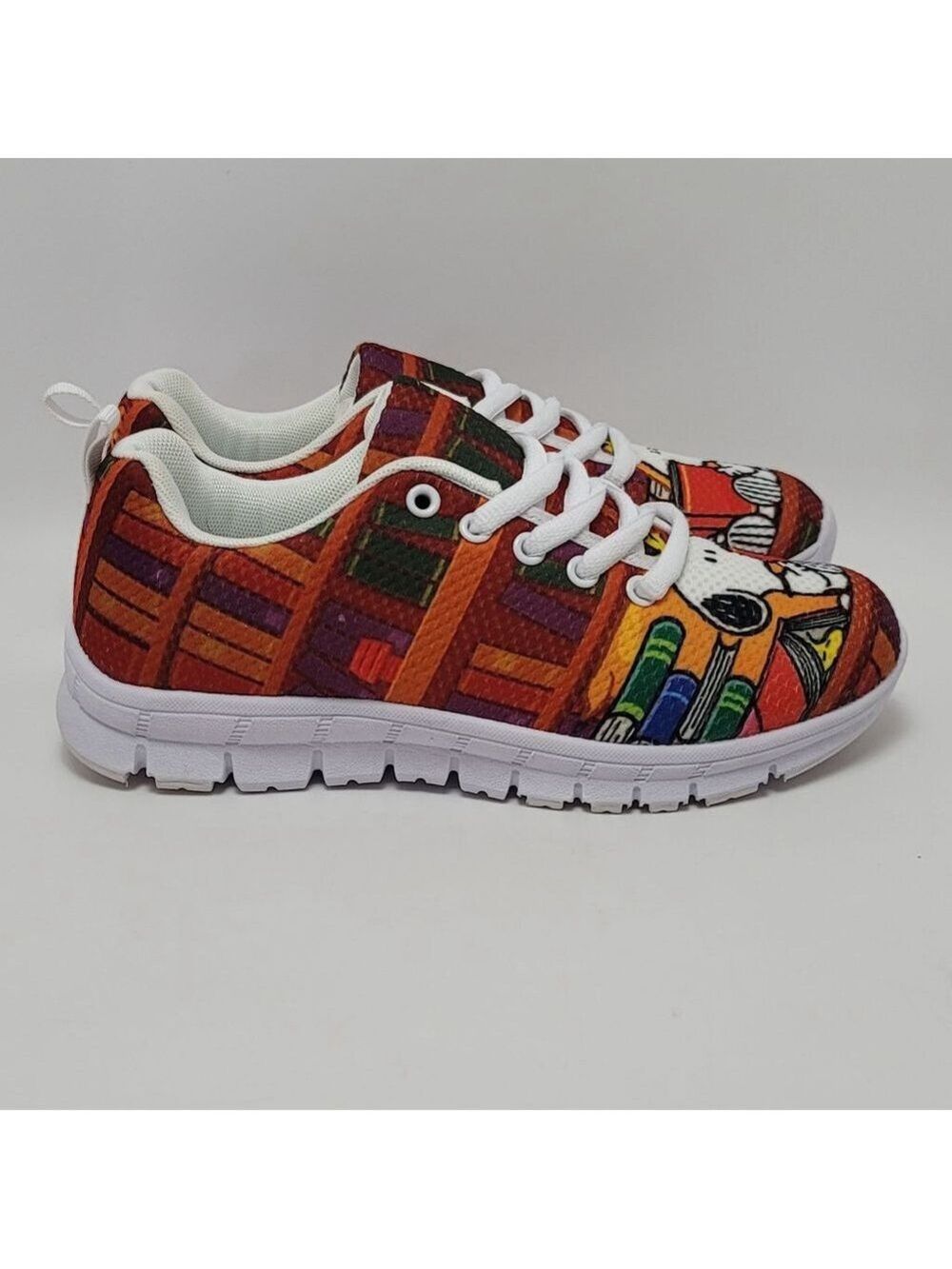 Big Kids Snoopy Multicolor Graphics Print Lace Up Sneakers Size 5